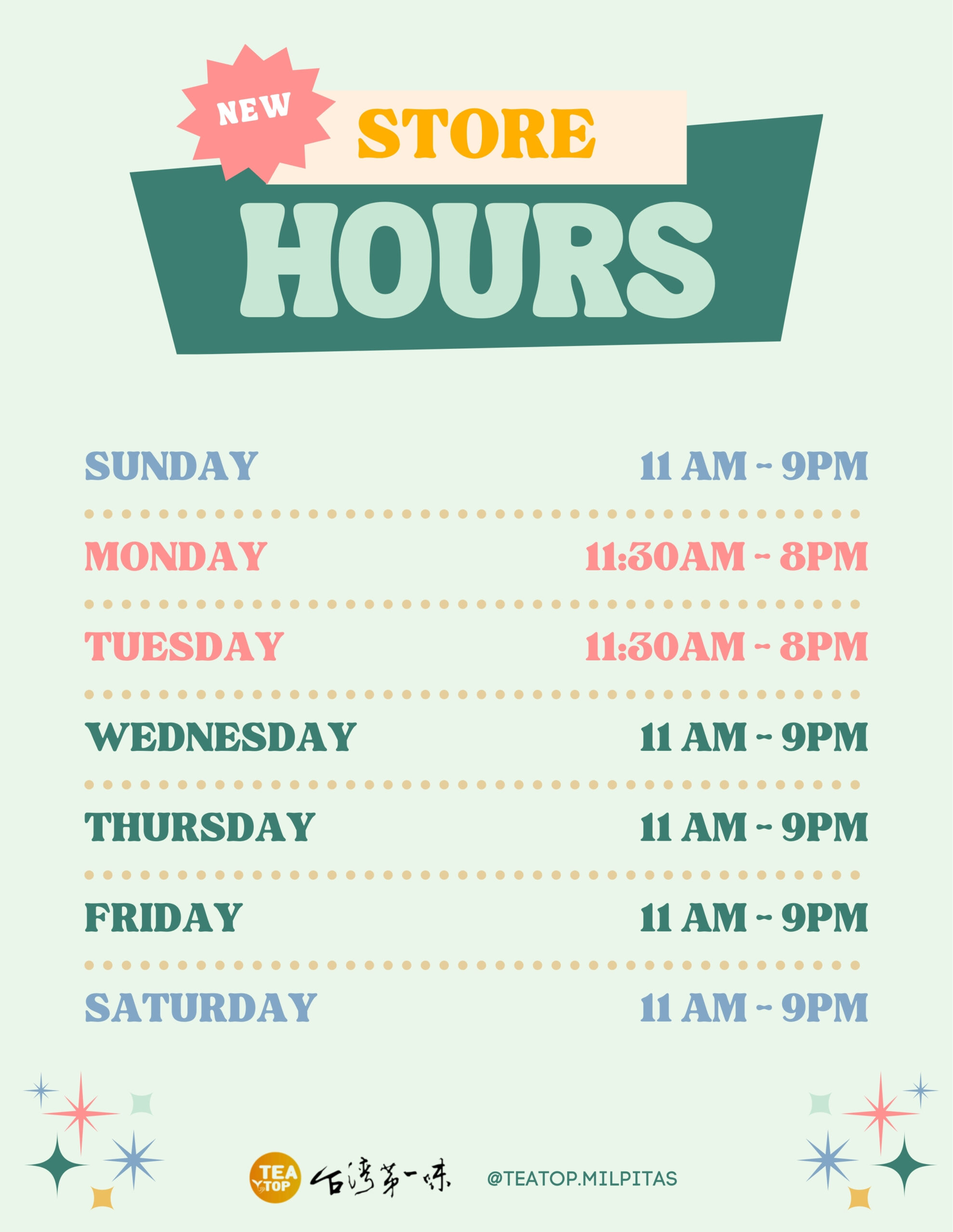 Open 11:30 AM to 9:00 PM